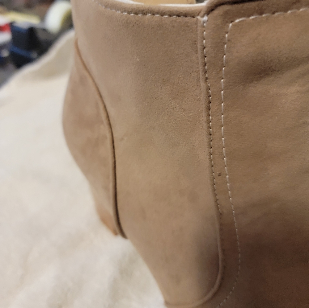 Tan Zipper-up Brown Tartan Lined‎ Ankle Boots - Picture 8 of 10